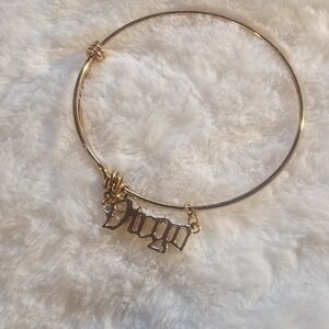 Gold Bangle Bracelet with Charm
